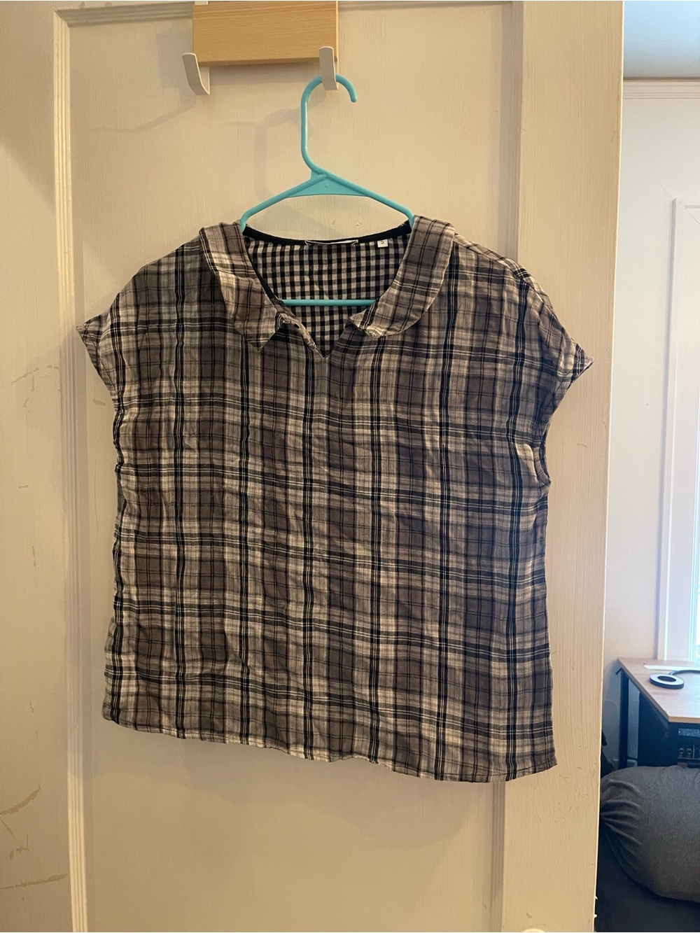Patrizia Luca | Boxy Cotton Top in Grey Plaid